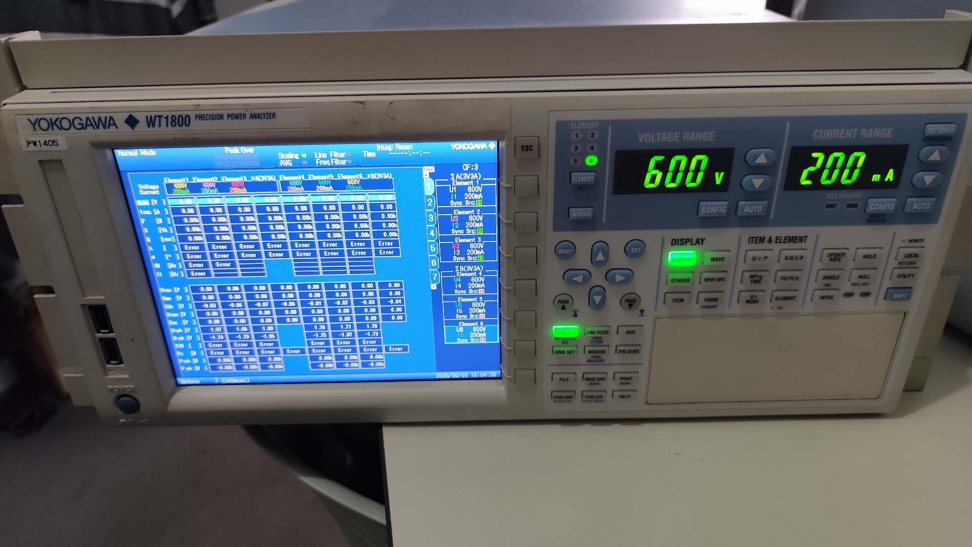 YOKOGAWA WT1800 PRECISION POWE